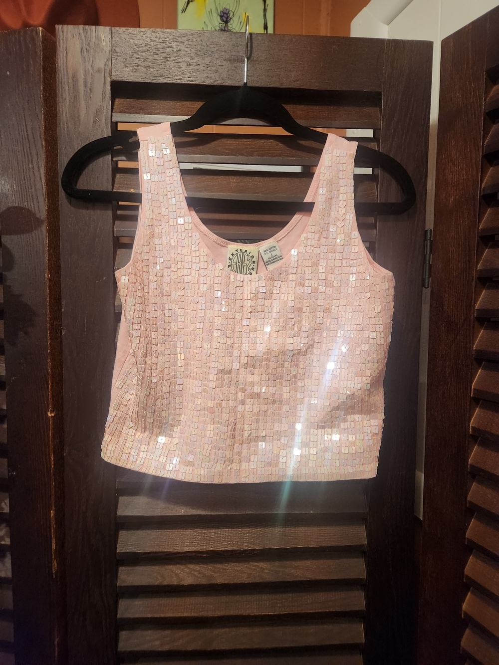 Vintage Pink Sequin Crop Top